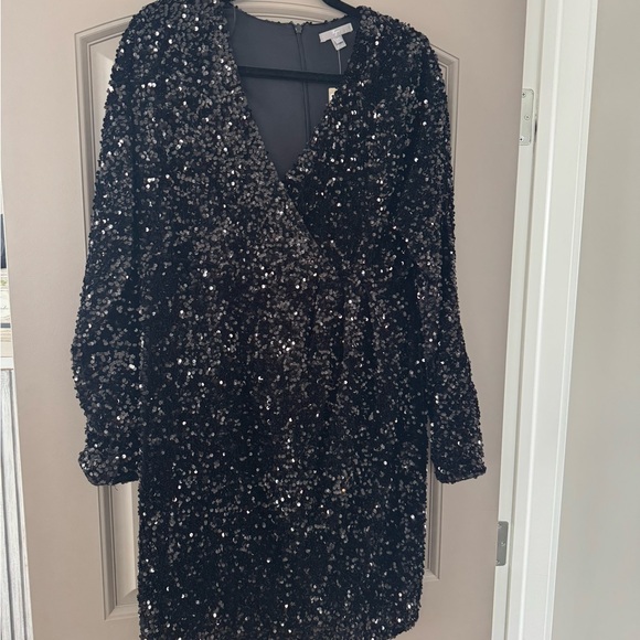 Black Sequin Embellished Mini Dress - Picture 1 of 5